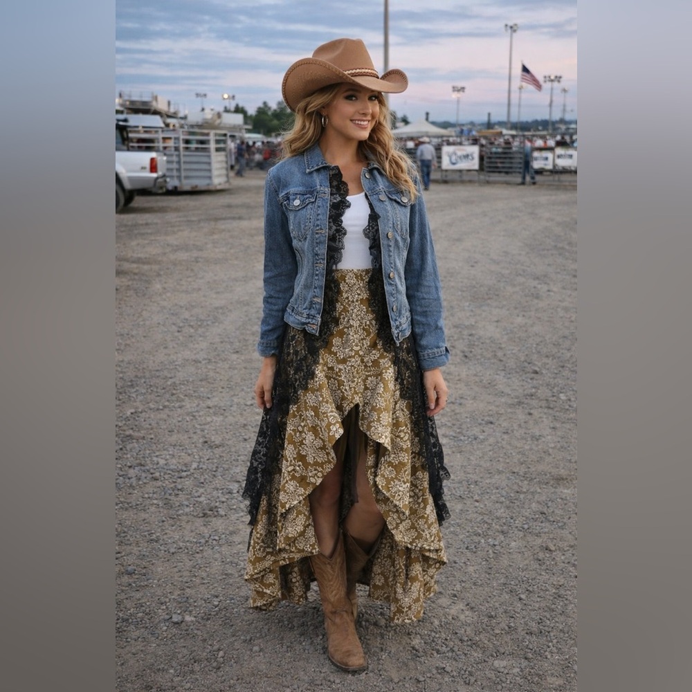 Rethread Gold Floral Skirt